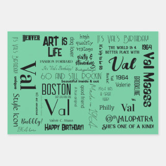 Val's Birthday Wrapping Paper Geschenkpapier Set