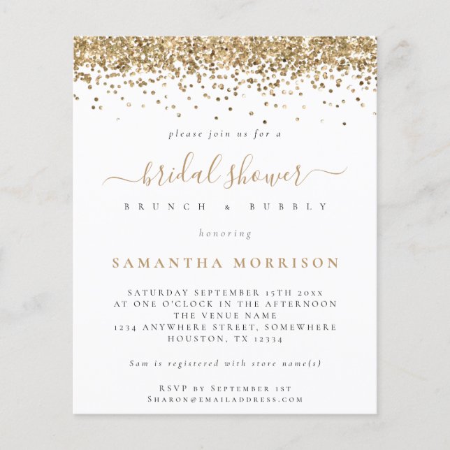 Value Gold Glitzer Bridal Dusche Einladung Flyer (Vorne)