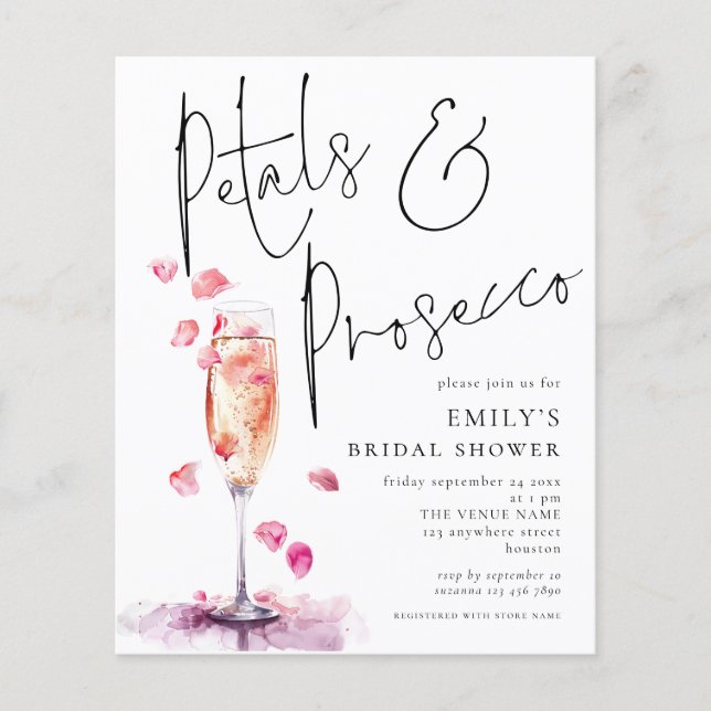 Value Petals Prosecco Brautparty laden Flyer (Vorne)