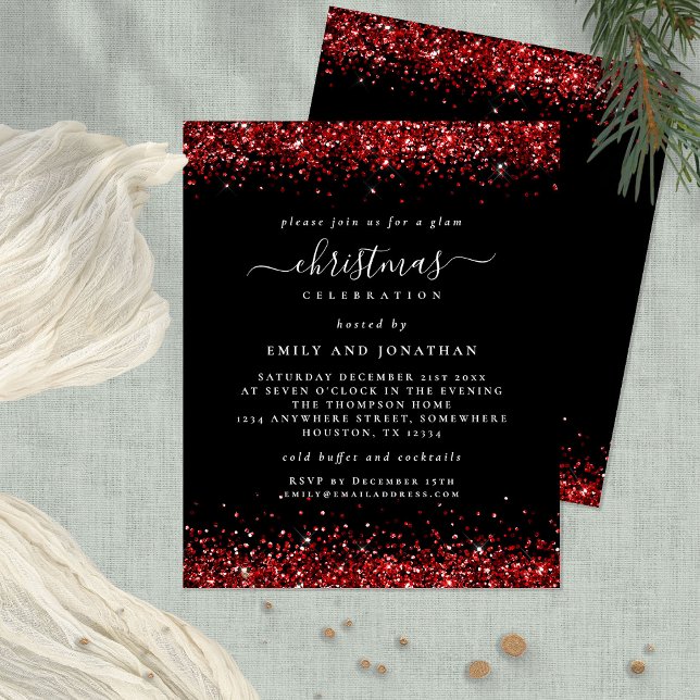 Value Red Glitzer Weihnachtsfeiertag Party Black I Flyer (Front and back view)