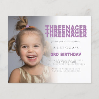Value Threenager Foto Overlay 3. Geburtstag Lilac Flyer
