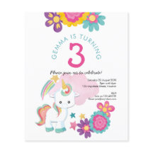Value Unicorn Girl 3. Geburtstags-Party Einladung