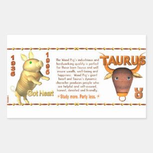 Valxart 1995 2055 WoodPig zodiac Taurus Rechteckiger Aufkleber