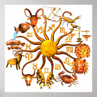 ValxArt Holz Zodiakrad des Lebenslöffels Poster