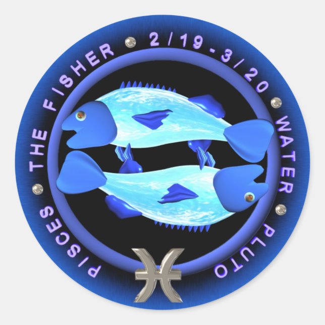Valxart Pisces zodiac Logo Runder Aufkleber (Vorderseite)