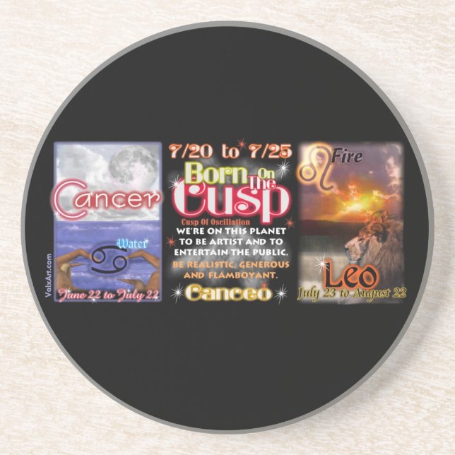 Valxart zodiac Cusp Krebs Leo Sandstein Untersetzer (Vorne)