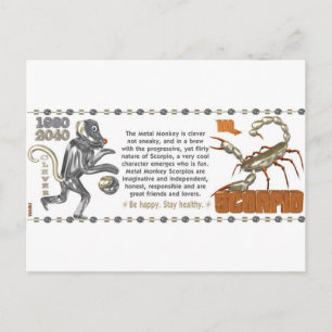 ValxArt Zodiac Skorpion Metallaffe 1980 1920 Postkarte
