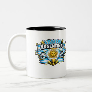 Vamos Argentina Patriotisches Fußballdesign Arge Zweifarbige Tasse
