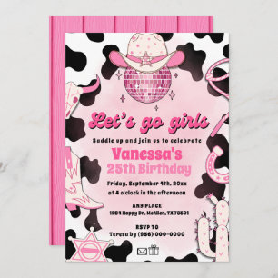 Vamos Chicas Cowgirl Space Rodeo Disco Cumpleaños Einladung