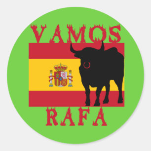 Vamos Rafa mit der Flagge Spaniens Runder Aufkleber