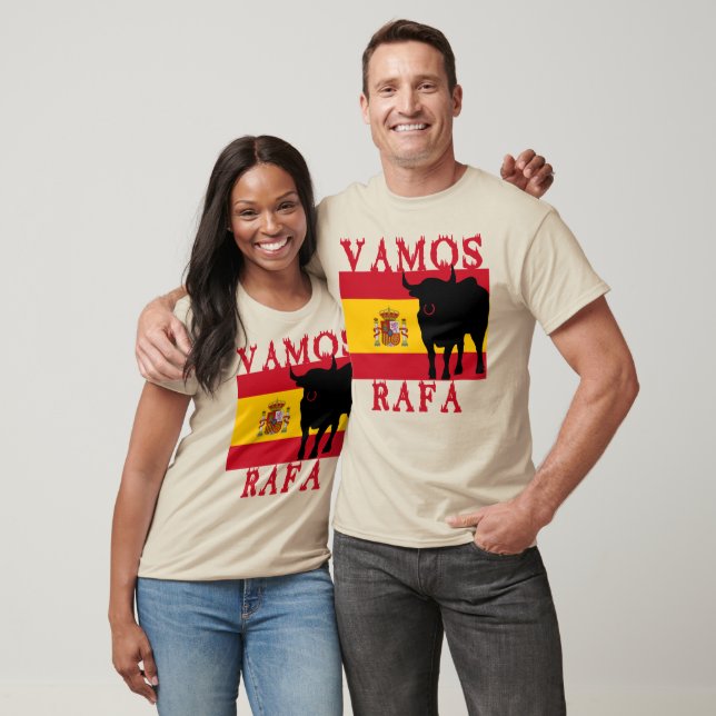 Vamos Rafa mit der Flagge Spaniens T-Shirt (Unisex)