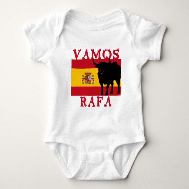 Vamos Rafa mit Flagge von Spanien Baby Strampler (Vorderseite)