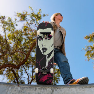 Vamp Girl Retro Skateboard - Fett Film Noir Style