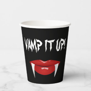 "VAMP IT AUF!" Vampire Fangs Halloween Pappbecher