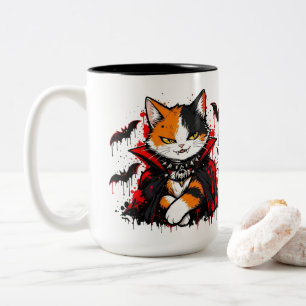 Vampir-Dreifarbenkatze Halloween Zweifarbige Tasse