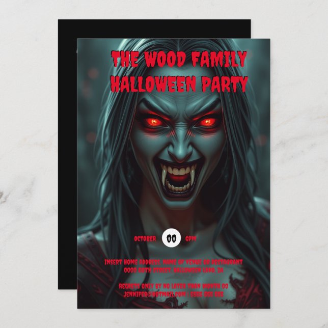 Vampir erwachsenen Frauen halloween spokke Kreatur Einladung (Vorne/Hinten)