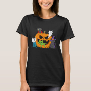 Vampir Geist Zombie Hexenkatzen in Kürbis Hallowee T-Shirt