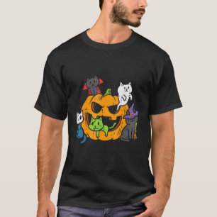 Vampir Geist Zombie Hexenkatzen In Kürbis Süß Ha T-Shirt