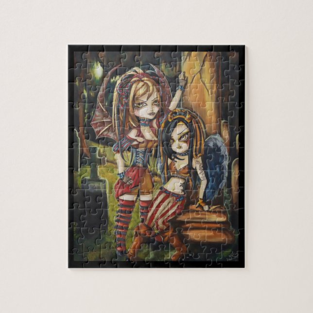 Vampir Goth Schwester-Fantasie-Kunst-Puzzlespiel Puzzle (Vertikal)