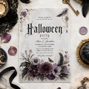 Vampir-Gotik-Blumen-Halloween-Party-Einladung Einladung