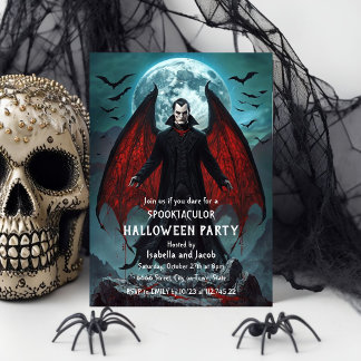 Vampir-Halloween-Party-Einladung Gothic Fledermaus Einladung