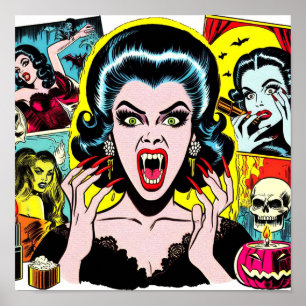 Vampir-Horror-Mädchen-Comics Poster