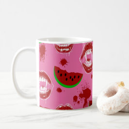 Vampir isst Wassermelone Summerween-Party Rosa Kaffeetasse