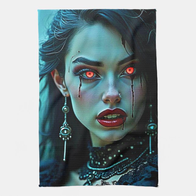 Vampir Königin: Dunkle Verführung Kunst Geschirrtuch (Vertikal)