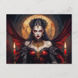 Vampir Königin unter leuchtendem Mond Postkarte