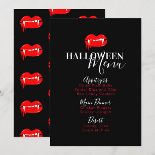 Vampir-Lippen-Blut-Halloween-Geburtstagsfeier-Menü Feiertagskarte