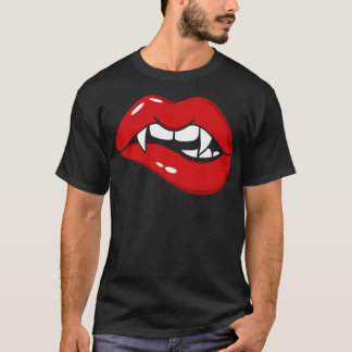 Vampir-Lippen mit Fangzahn T-Shirt