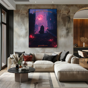 Vampir Lord Halloween mit Grand Staircase Schloss Poster