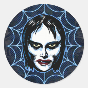 Vampir-Mädchen 1960er Jahre Monster-Maske Horror-A Runder Aufkleber