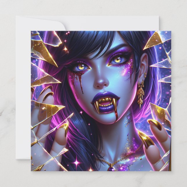 Vampir mit Gold Fangs Halloween-Party (Vorderseite)