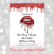 Vampir roter Glitter-Lippen Halloween-Party weiß