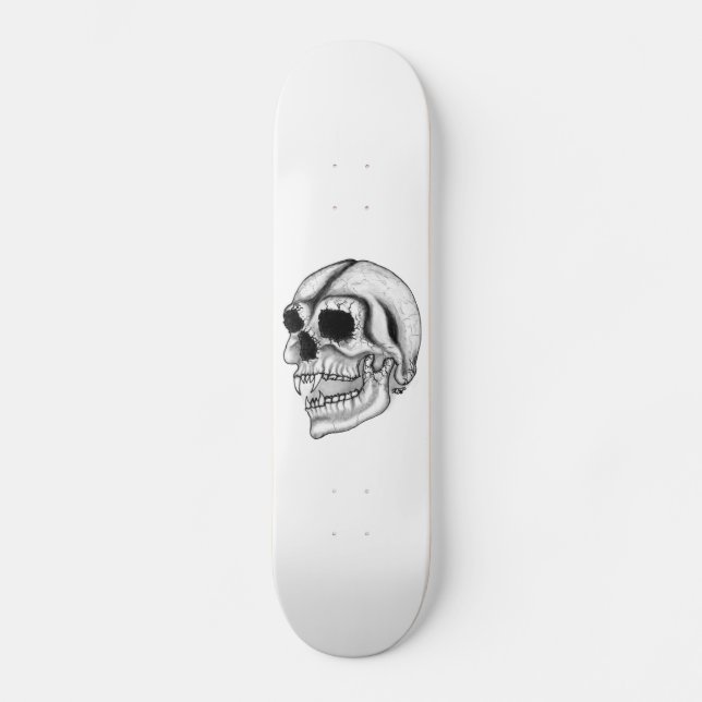 Vampir Schädel black and white design Skateboard (Vorderseite)