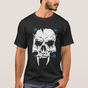 Vampir-Schädel-Illustration Moderne schwarze Kunst T-Shirt