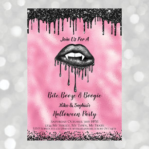 Vampir Schwarze Glitter Lippen Erwachsene Hallowee Einladung