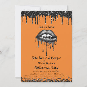 Vampir schwarze Glitterlippen Erwachsene Halloween Einladung