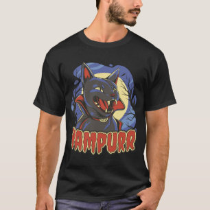 Vampir-Schwarze-Katze-Tier-T-Shirt-Design T-Shirt