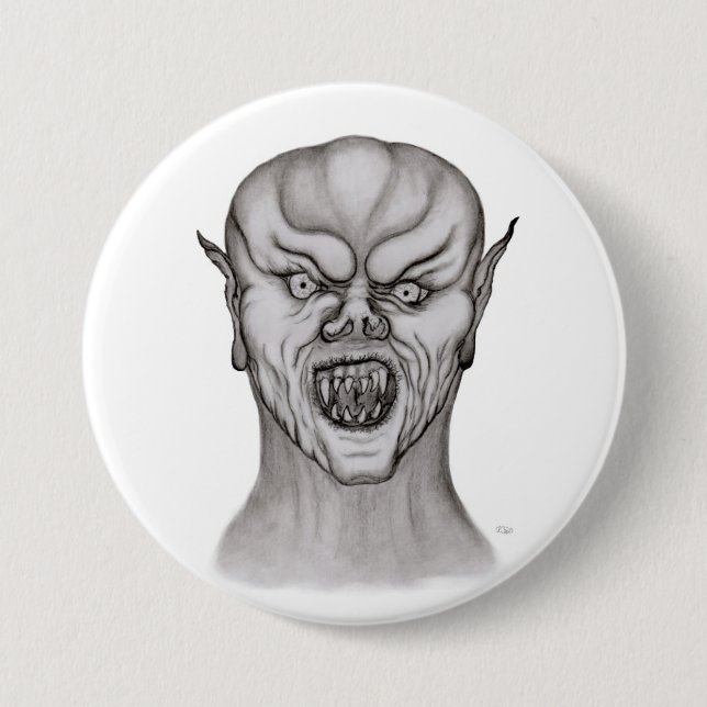 Vampir Schwarzweiß-Design Button (Vorderseite)