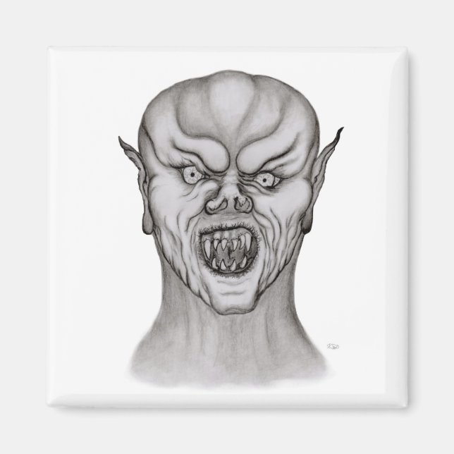 Vampir Schwarzweiß-Design Magnet (Vorne)