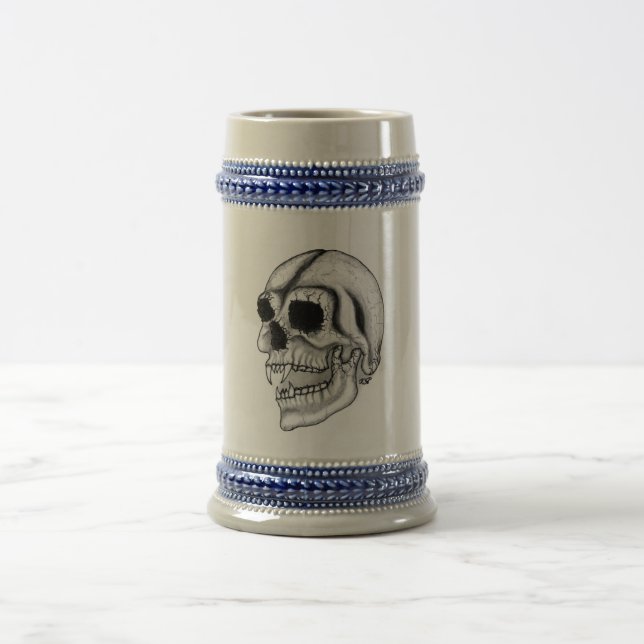 Vampir skull Schwarzweiß-Design Bierglas (Mittel)