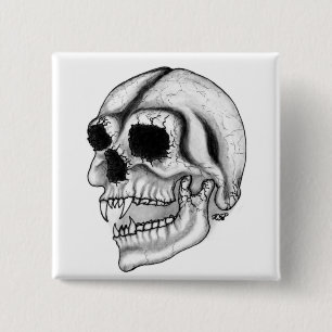 Vampir skull Schwarzweiß-Design Button