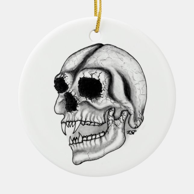 Vampir skull Schwarzweiß-Design Keramikornament (Vorne)