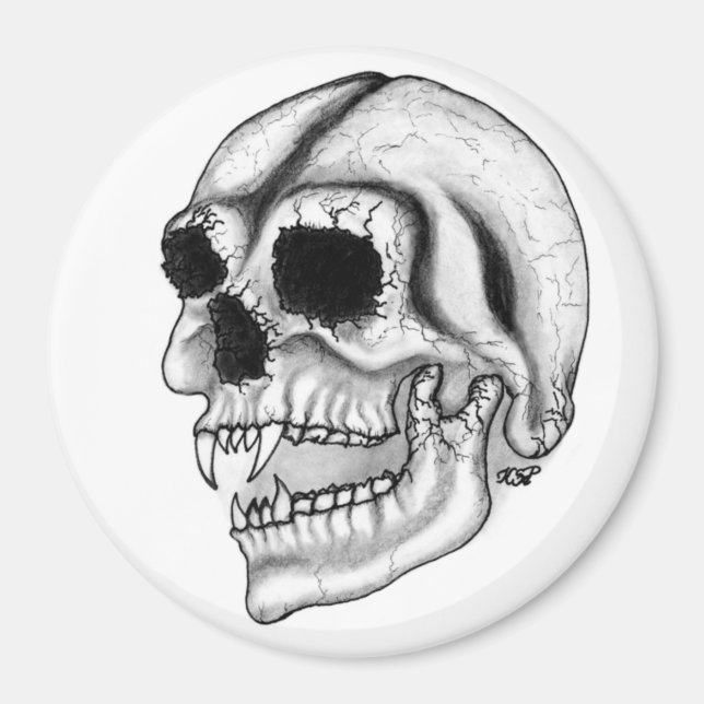 Vampir skull Schwarzweiß-Design Magnet (Vorne)