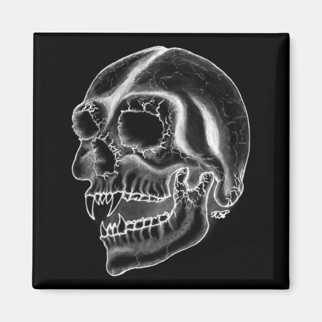 Vampir skull Schwarzweiß-Design Magnet (Vorne)