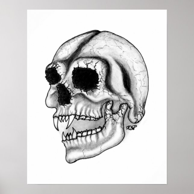 Vampir skull Schwarzweiß-Design Poster (Vorne)