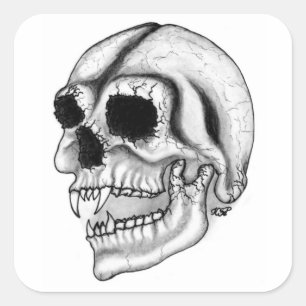 Vampir skull Schwarzweiß-Design Quadratischer Aufkleber