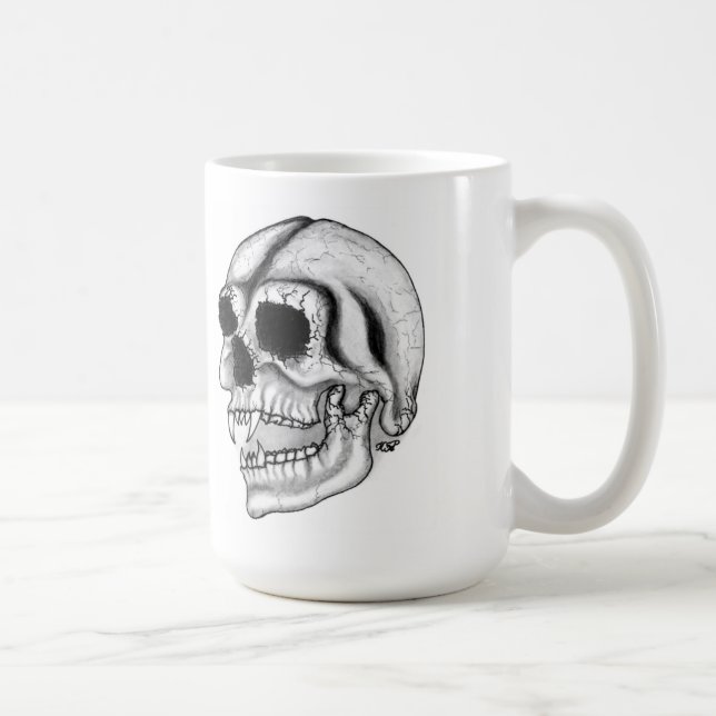 Vampir skull Schwarzweiß-Design Tasse (Rechts)